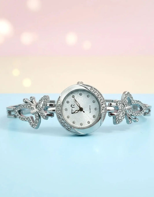 Elegant Fashion Bracelet Watch for Girls in Gold & Silver Colors